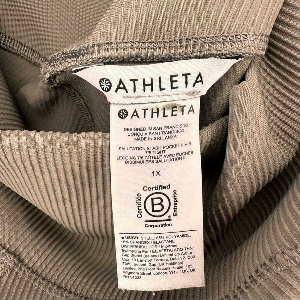 ATHLETA Salutation Stash Pocket II Rib 7/8 Tight Legging Ribbed Gray size 1X - Picture 5 of 5